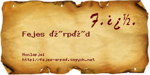 Fejes Árpád névjegykártya